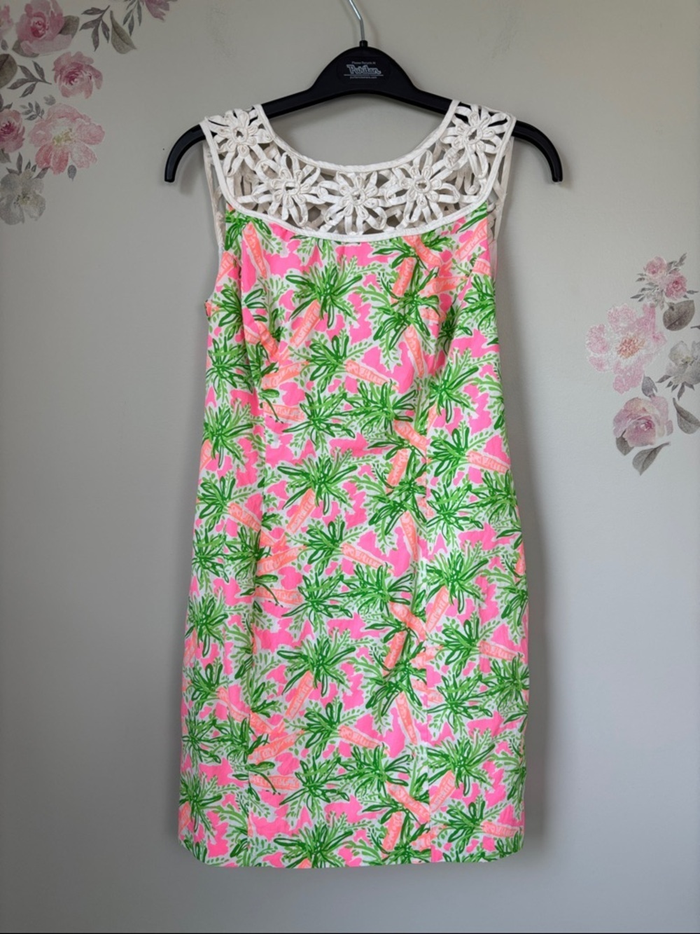 Lilly Pulitzer Crochet Top Tropical Pink & Green Carrott Sundress - 2